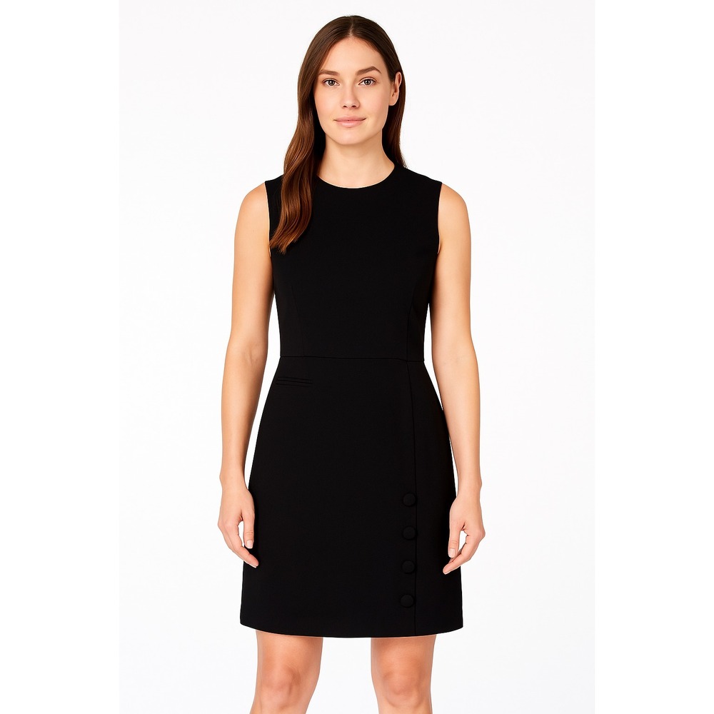 Anne Klein Womens Button Detail Fit & Flare Skater Dress Black Size 8